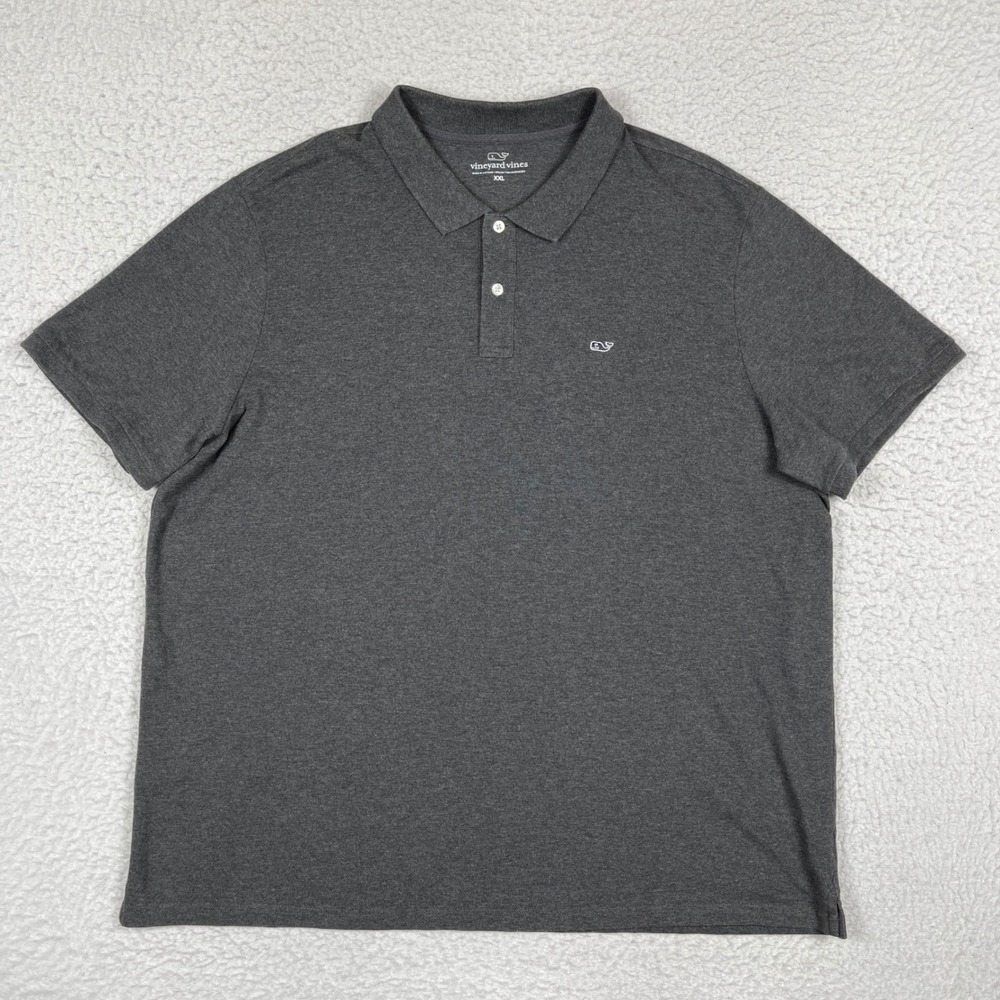 Vineyard Vines Polo Shirt Mens XXL Gray Cotton Blend Stretch Whale Logo 1K2111
